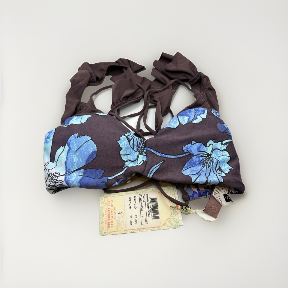 Maaiji Sierra Nevada Bikini Top Womens Small Floral Reversible Swimwear